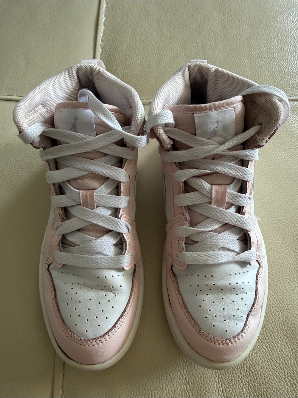 Nike Kids High-Top Sneakers in Light Pink and White